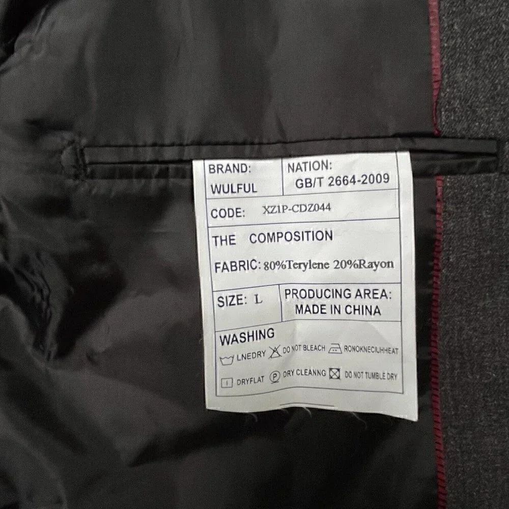 NWT WULFUL Dark Heather Gray Front One Button Single Breasted Blazer Men’s L
